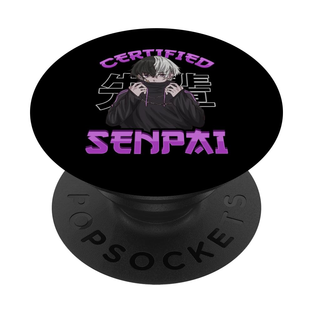 Certified Senpai Anime Otaku Manga Japanese PopSockets PopGrip - Swappable Phone & Tablet Grip with Strong Adhesive - Perfect for Anime Fans, Manga Lovers & Japanese Pop Culture Enthusiasts