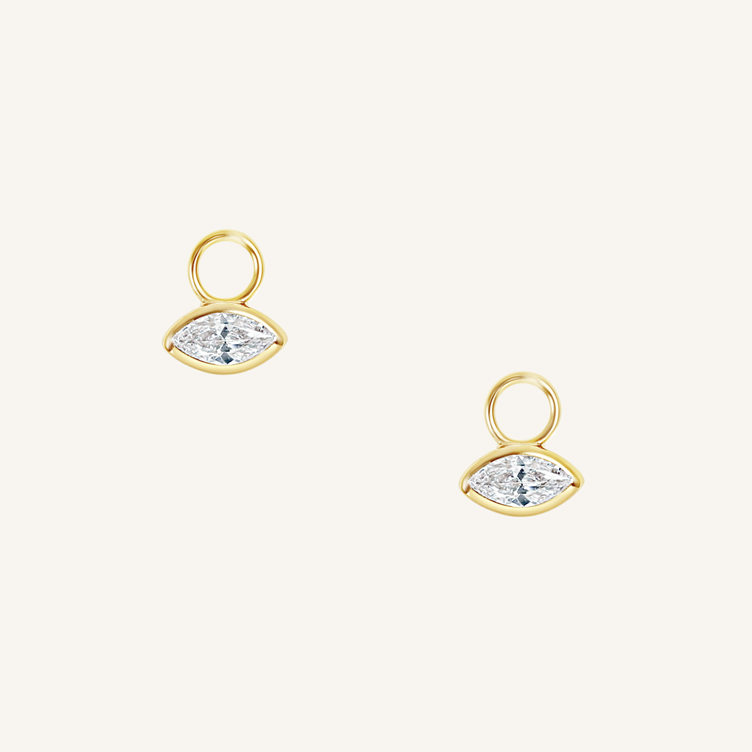 Louvre Marquise Hoop Charm Earrings (Set of 2) - Elegant Dangle Earrings for Women, Perfect for Date Night & Special Occasions