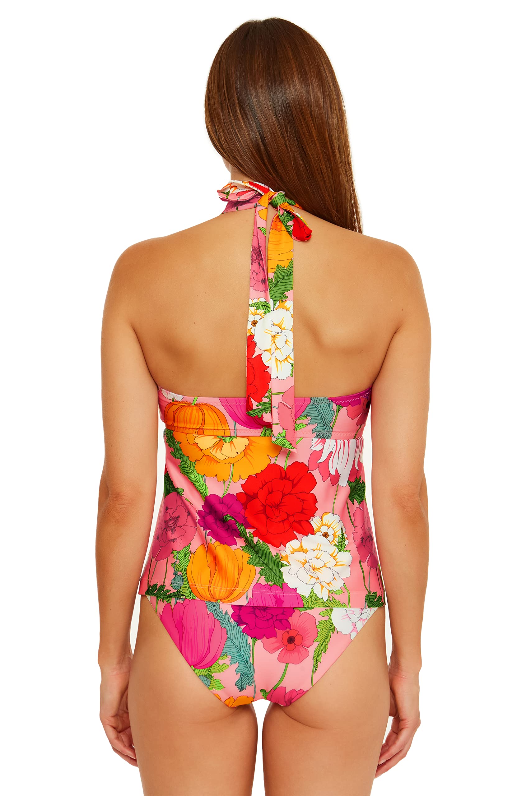 Trina Turk Women's Sunny Bloom Convertible Tankini Top - Adjustable Swimwear for Women, Floral Print Bikini for Pool, Beach & Vacation