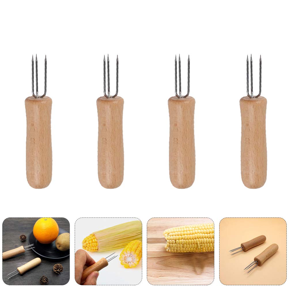 10-Piece Stainless Steel Corn Holders & BBQ Skewers - Durable Corn Grips, Food Forks for Grilling, Barbecue, and Fruit Serving - Perfect for Summer BBQs, Picnics, and Outdoor Cooking