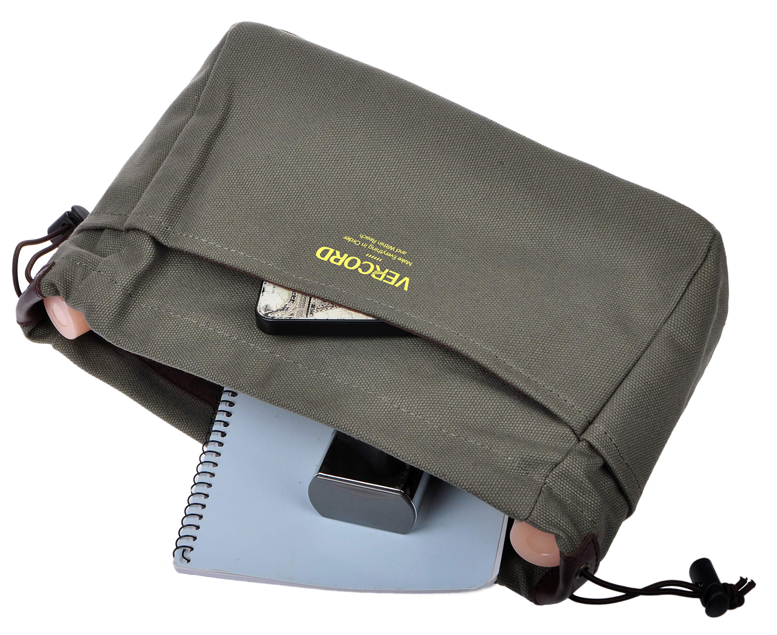 Vercord Canvas Handbag Organizers - Sturdy Purse Insert Organizer with 10 Pockets (Army Green, Small) | Perfect for Travel, Work & Daily Use to Keep Essentials Organized
