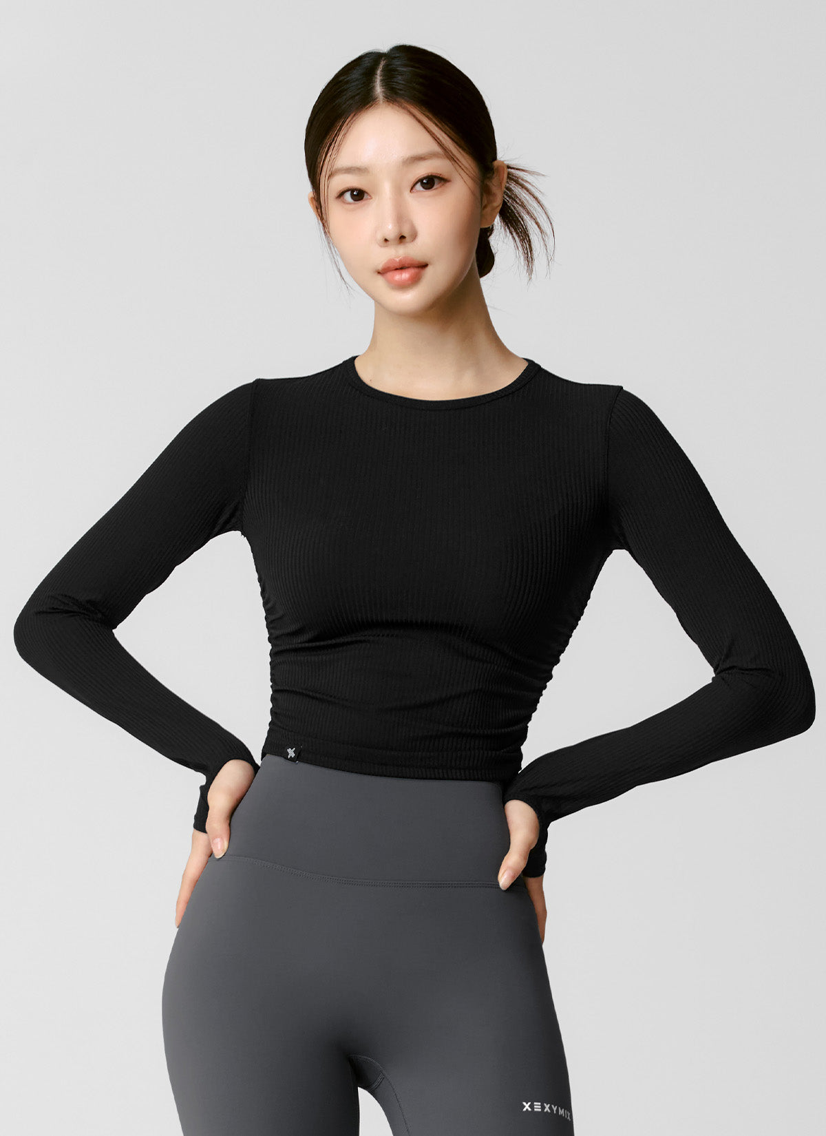 Stylish Side Shirring Crop Long Sleeve Top for Women - Perfect for Casual Outings, Date Nights & Layered Outfits