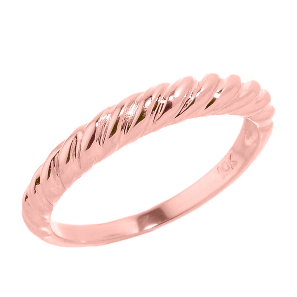 14k Rose Gold Stackable Twisted Knot Mid Finger Ring for Women - Elegant Knuckle Ring for Stacking, Layering & Everyday Wear