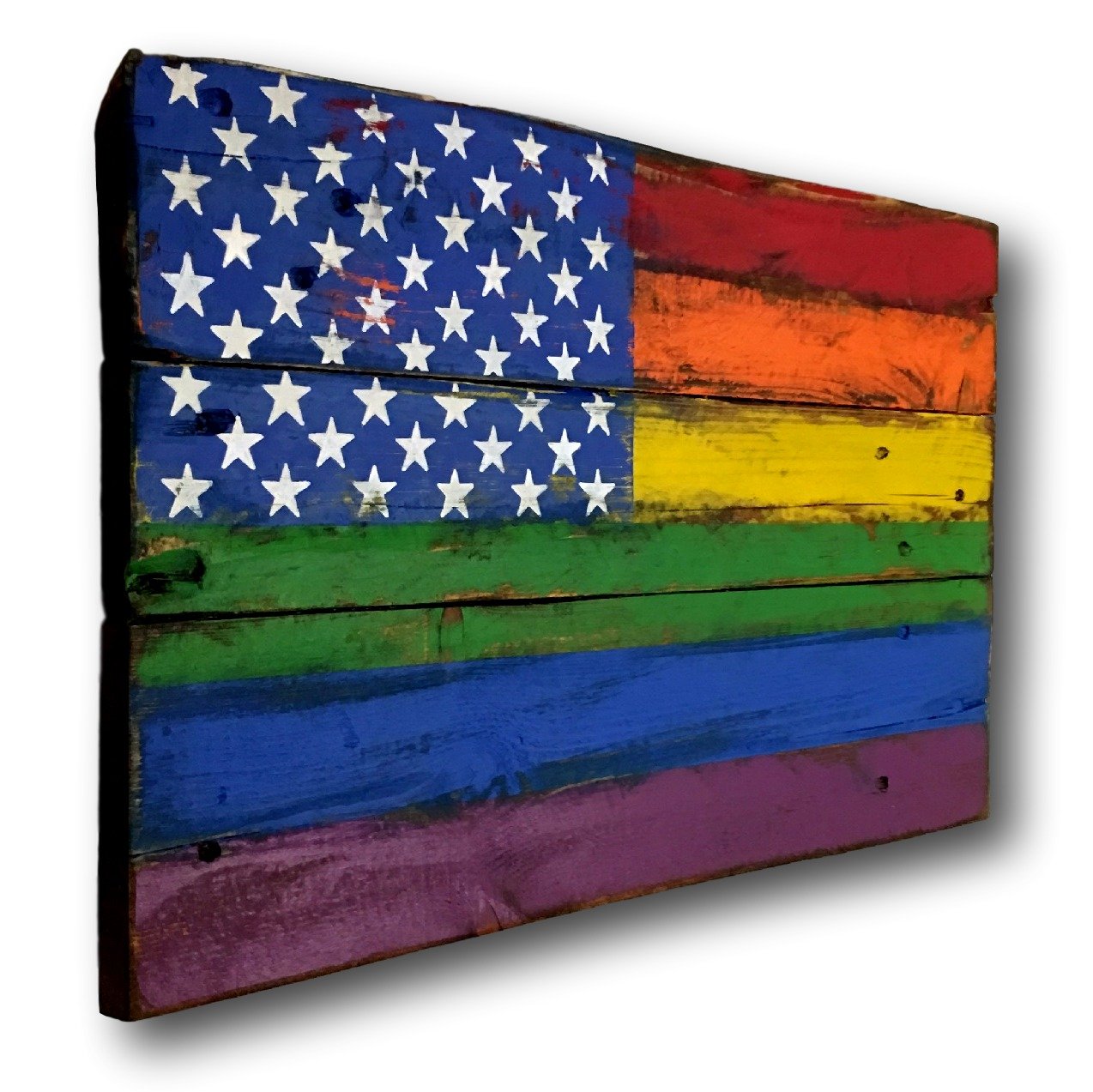 LGBTQ+ Pride Flag - Wooden Rainbow Flag for Wall Decor, Garden & Outdoor Display - Perfect for Pride Month, Parades, and LGBTQ+ Events