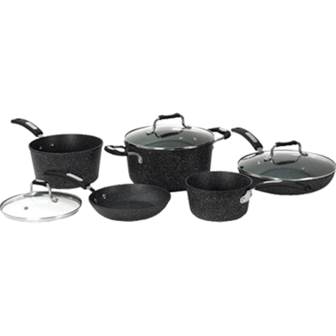 Starfrit The Rock 8-Piece Nonstick Cookware Set - Pots and Pans for Frying, Boiling & Sauteing - Perfect for Home Cooking, Camping & Outdoor Adventures