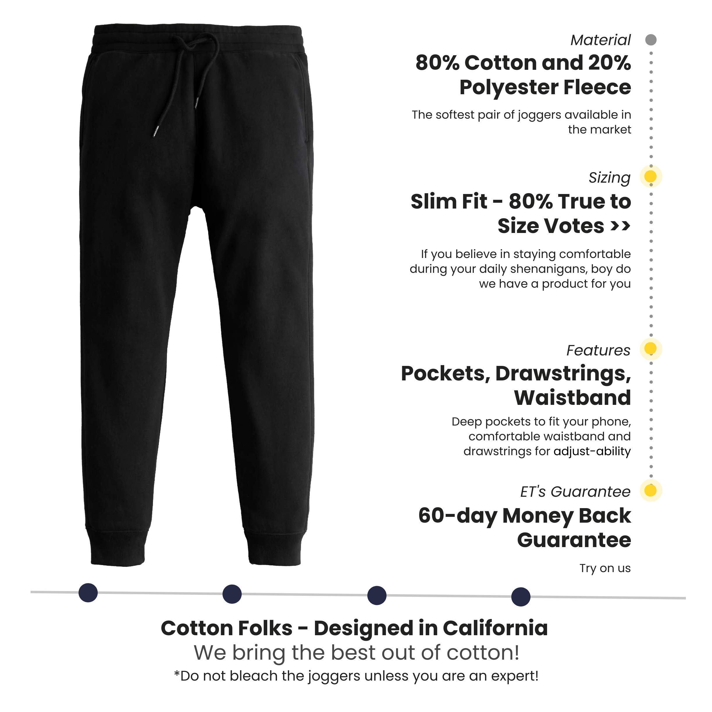 Men's Slim Fit Joggers Sweatpants - Cotton Folks CF U Comfies | Gym Workout & Lounge Pants | Comfortable Athletic Wear for Running, Yoga & Casual Outfits | Designed in California