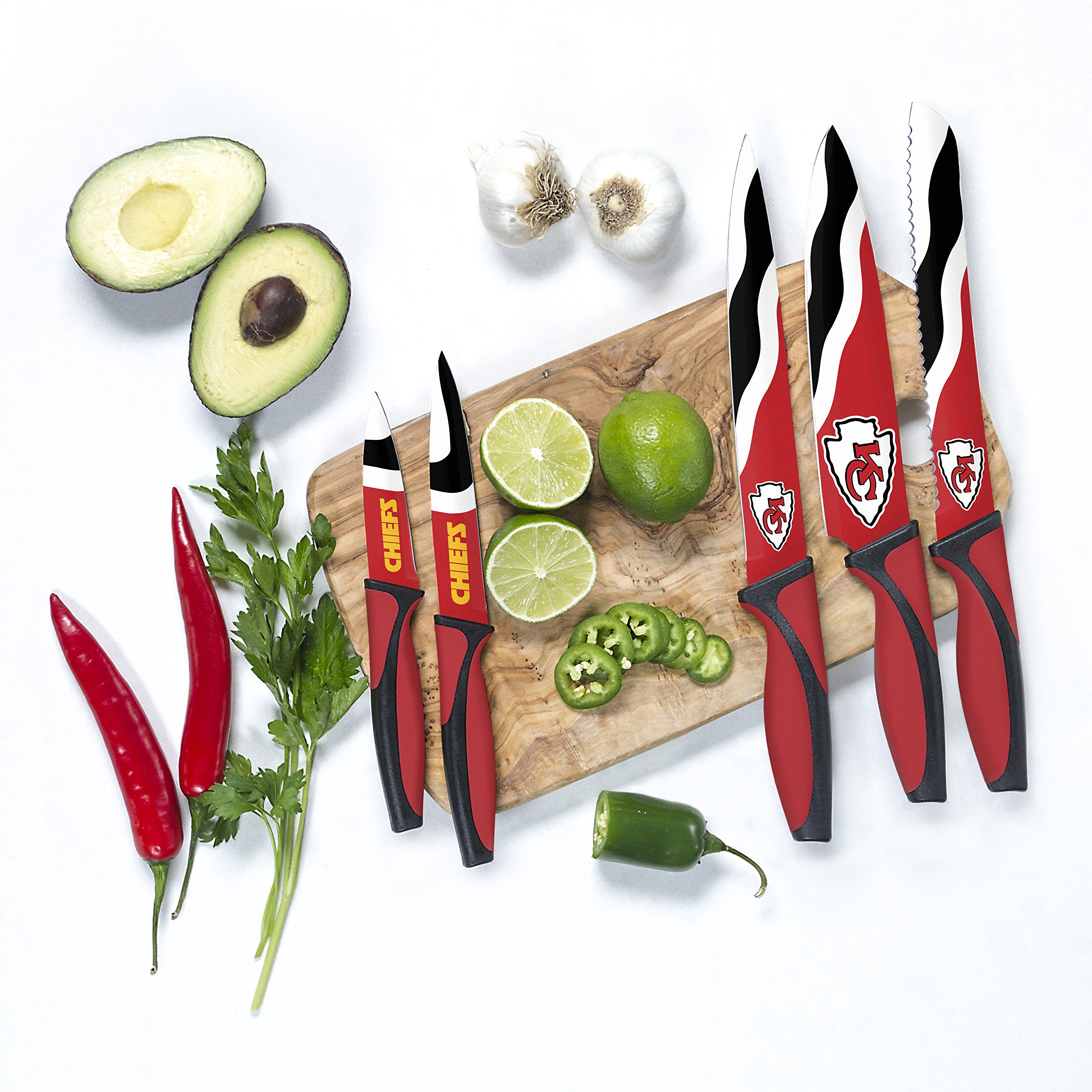 Premium NFL Kansas City Chiefs Themed Kitchen Knives Set - Officially Licensed Football Cutlery for Fans - Perfect for Game Day Cooking, Tailgating & Home Decor