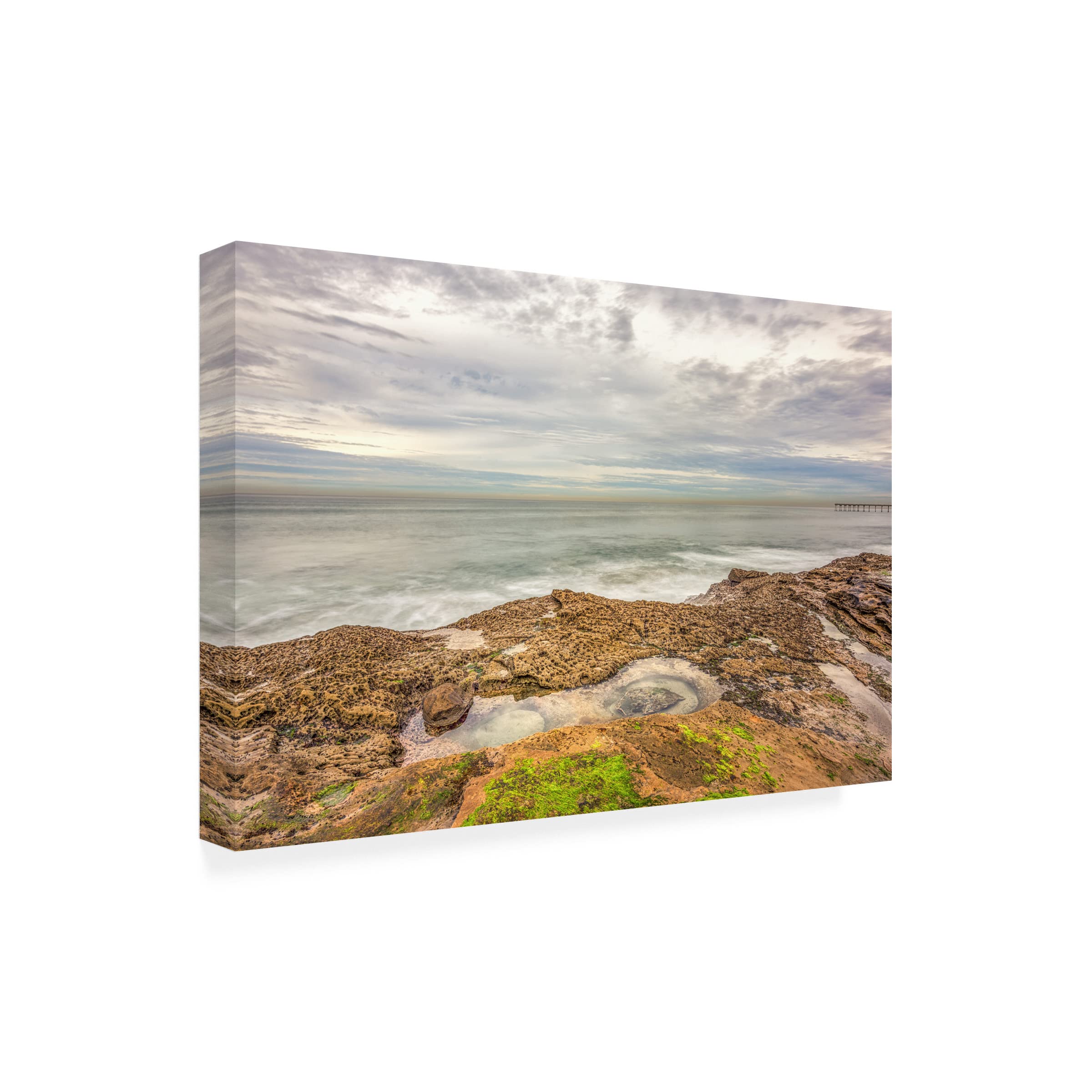 Joseph S Giacalone 'Little Tide Pool By The Sea' Canvas Art Print - 30x47 Inches Coastal Wall Decor for Beach House, Living Room & Office