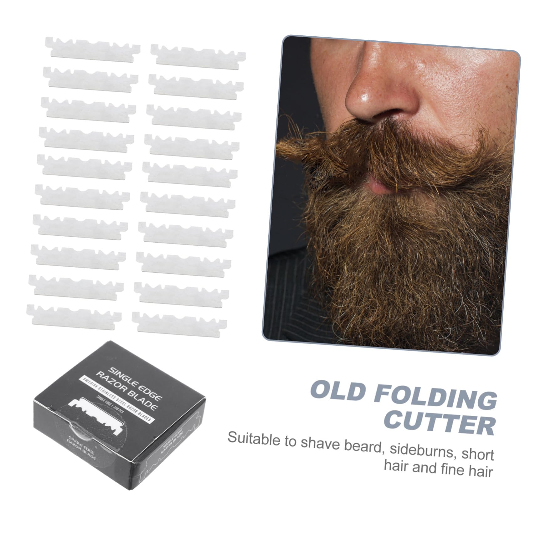 300 Pcs Stainless Steel Half Face Razor Blades - Professional Barber Shaving Blades for Men, Durable Manual Face Cutter for Smooth Shaving - Perfect for Home Use, Salon & Beard Trimming