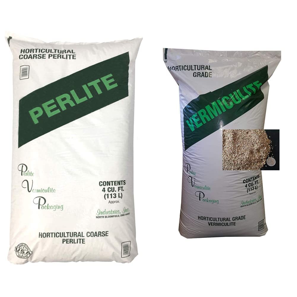 Premium 120 Quart Perlite Soil Amendment & 103 Quart Vermiculite Soil Conditioner Bundle - Improve Drainage & Aeration for Indoor Plants, Hydroponics, Seed Starting & Garden Beds