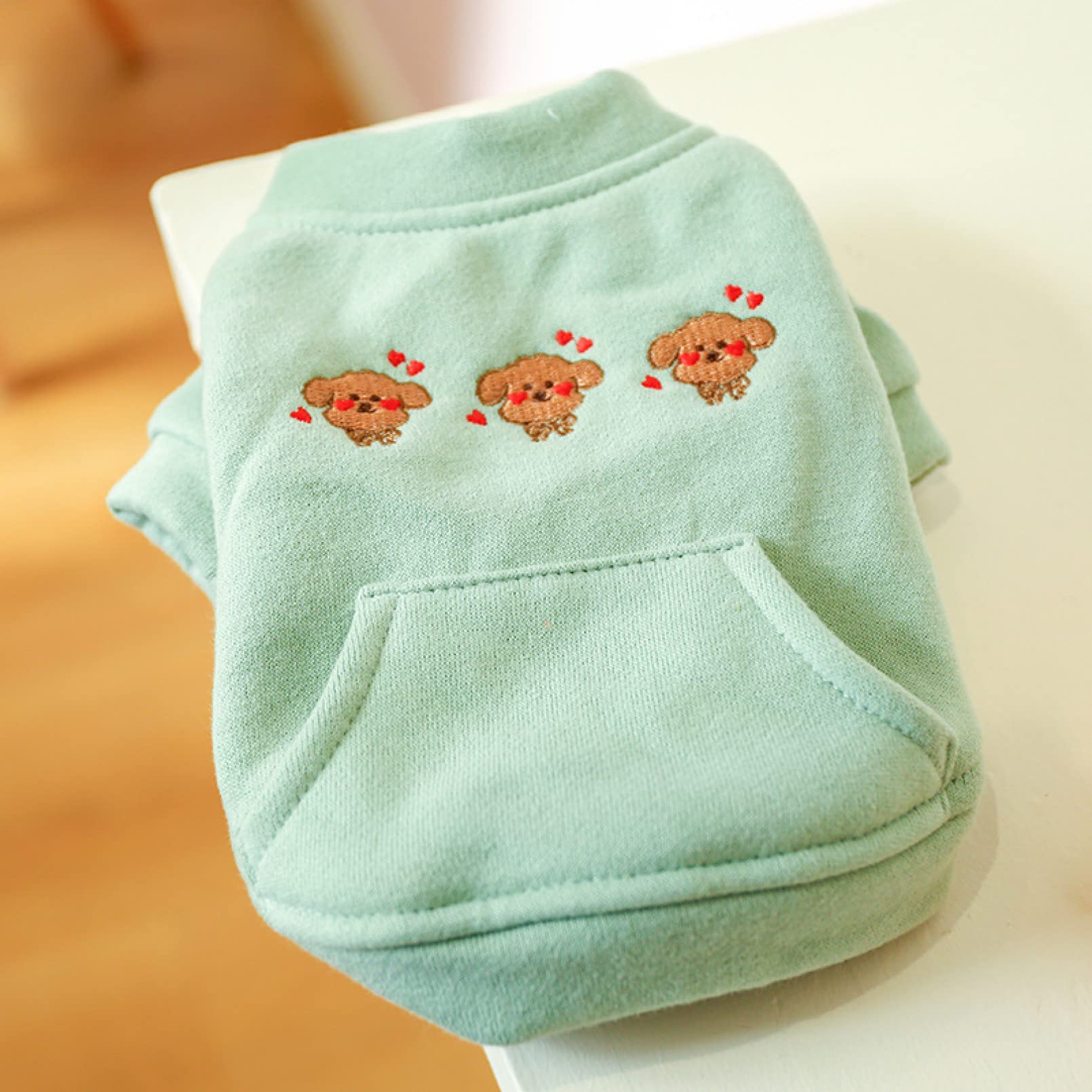 Stylish Velvet Pet Sweater with Embroidered Bear & Bow Tie - Cozy Winter Dog & Cat Clothes for Holidays, Autumn & Winter - Perfect for Christmas Outfits, Photo Shoots & Outdoor Adventures