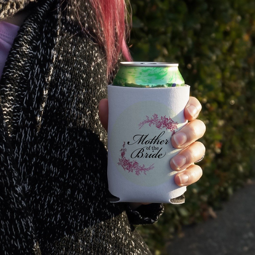 Wedding Floral Mother of the Bride Can Cooler - Insulated Collapsible Drink Sleeve for Beer & Soda - Perfect for Bridal Showers, Weddings & Outdoor Parties