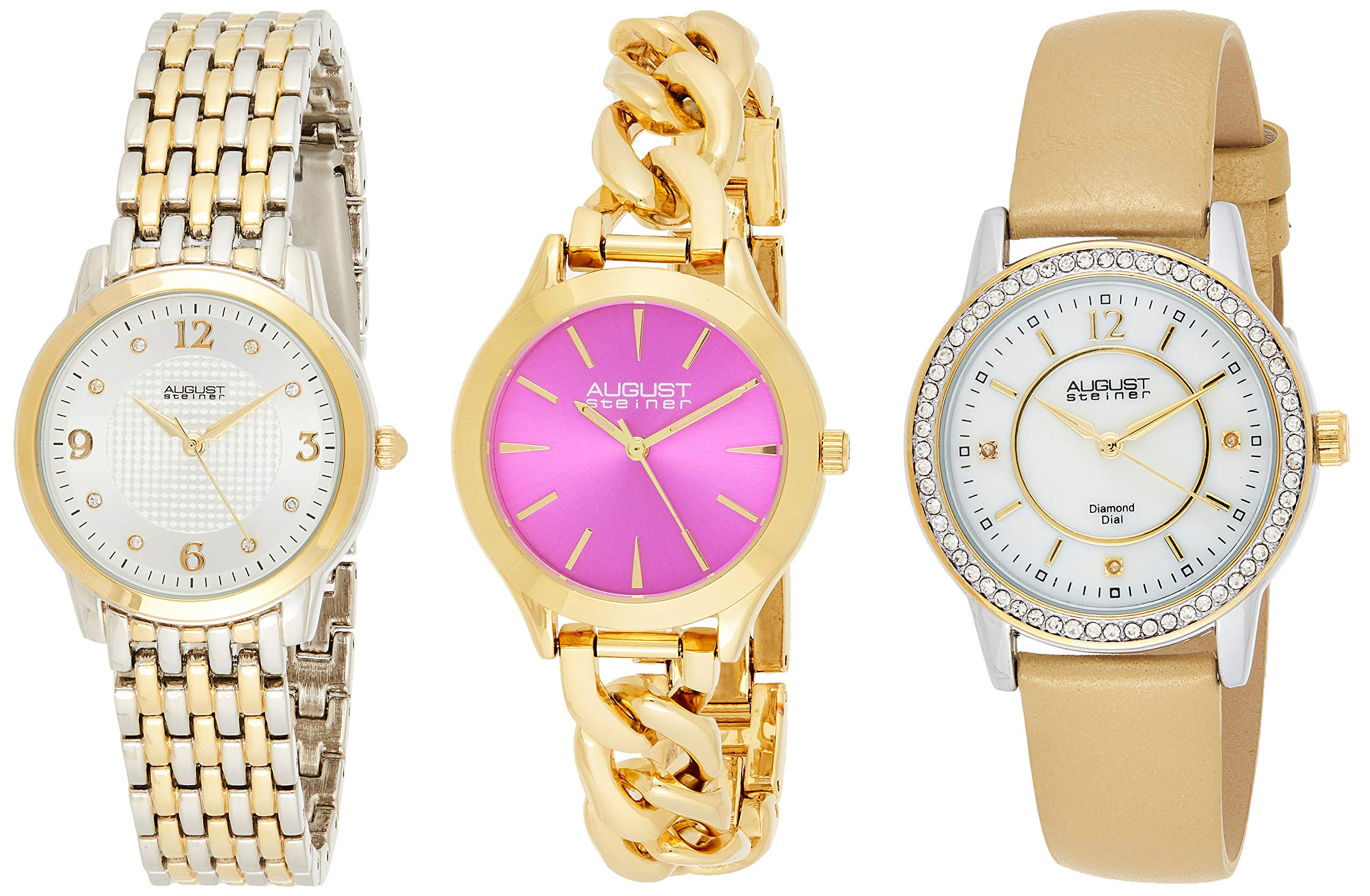 Burgi Women's Classic 2 Watch Set - 1 Everyday Leather Strap Watch & 1 Swarovski Crystal Bracelet Watch - Gift Box Set BUR133 | Perfect for Work, Date Night & Special Occasions