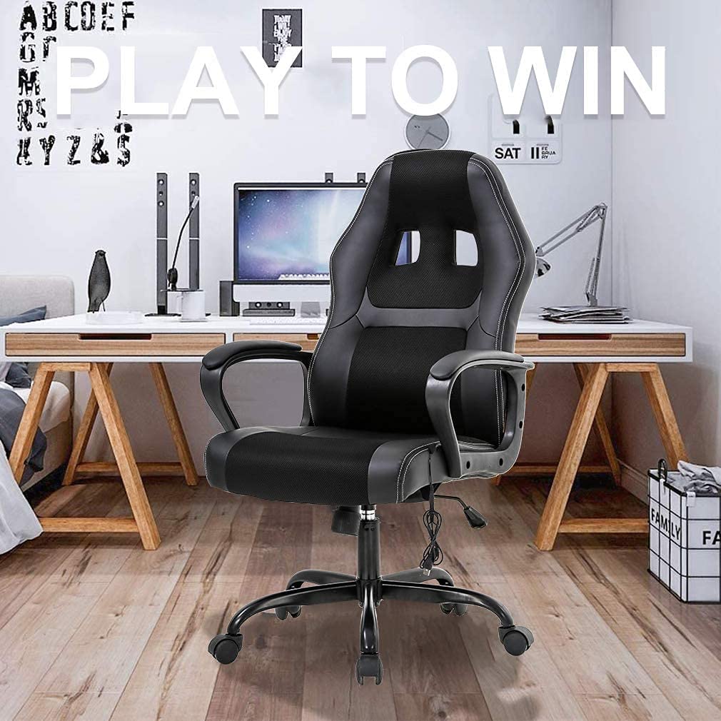 Premium Ergonomic Gaming Chair with Massage & Lumbar Support - Adjustable Reclining Office Chair for Adults & Teens - Black Computer Gaming Chair with Headrest & Armrests - Perfect for Esports, Streaming & Home Office Workspace