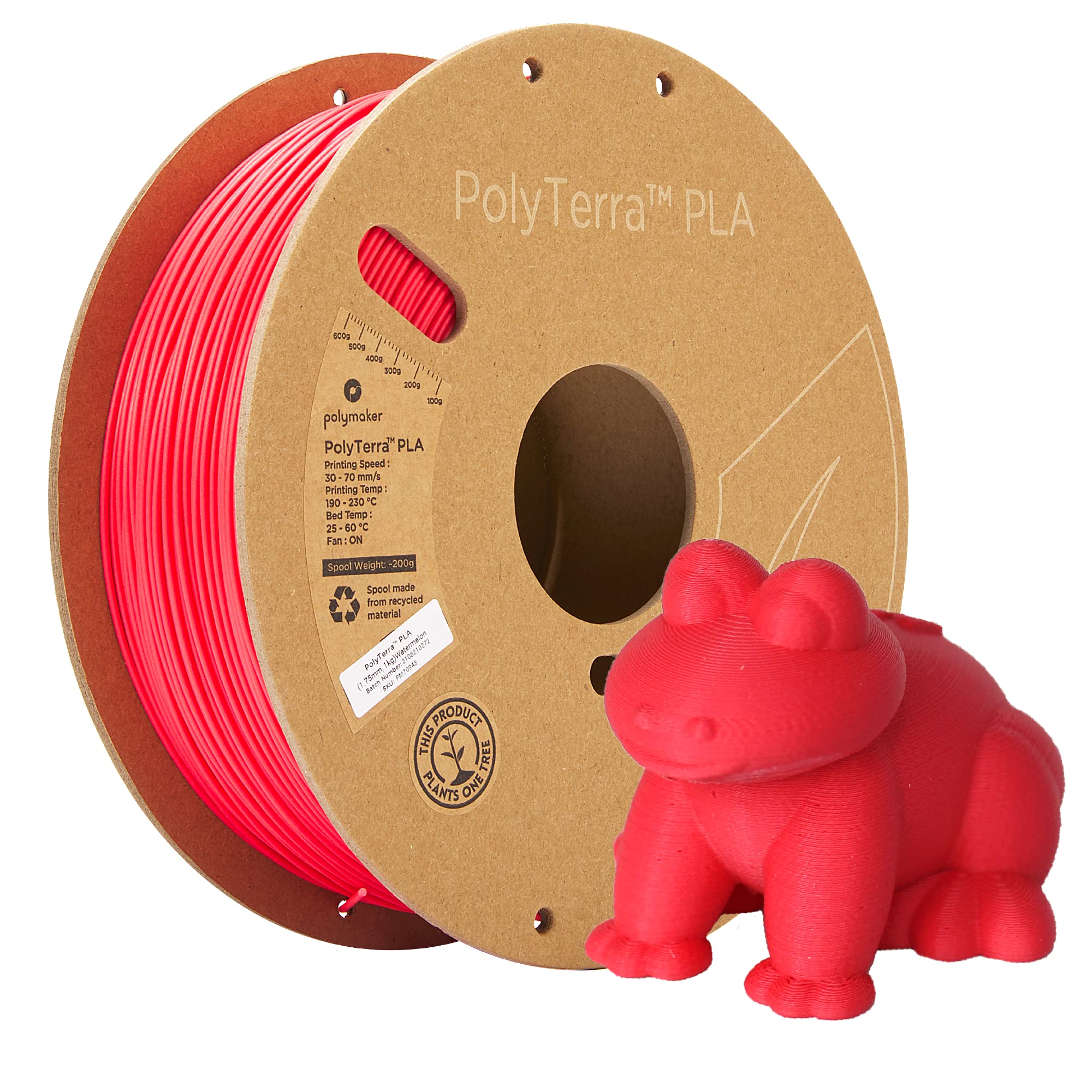 Polymaker Matte PLA Filament 1.75mm 1kg - PolyTerra 3D Printer Filament in Watermelon Color | Perfect for Cosplay Props, Miniatures & Home Decor 3D Printing Projects
