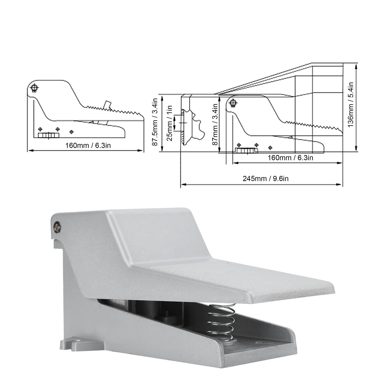 **G1/4 Nonslip Momentary Pneumatic Foot Pedal Valve - 5 Way 2 Position Air Switch for Industrial Machinery, Automation & DIY Projects**    **Usage Scenarios:** Ideal for pneumatic systems, CNC machines, factory automation, and DIY air control applications.
