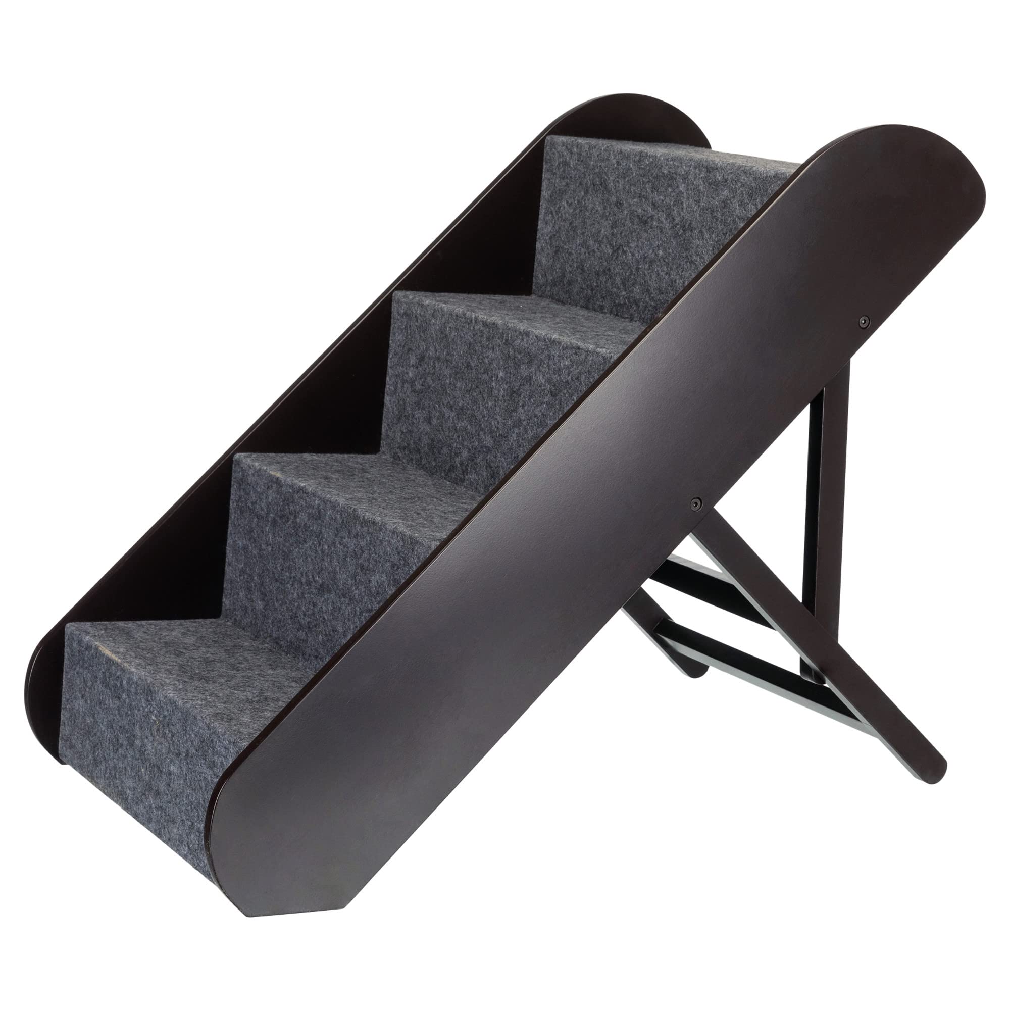 TRIXIE 4-Step Dog Stairs with Non-Slip Carpet - Adjustable Pet Steps for Beds, Couches & Sofas - Espresso Brown - Perfect for Small & Medium Dogs to Safely Reach Furniture