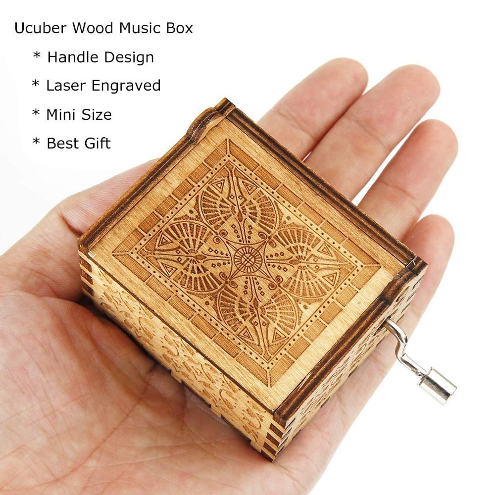 CDIYTOOL Vintage Wooden Music Box - Hand Cranked Over the Rainbow Musical Gift Box with Engraved Design | Perfect for Weddings, Anniversaries & Romantic Gifts