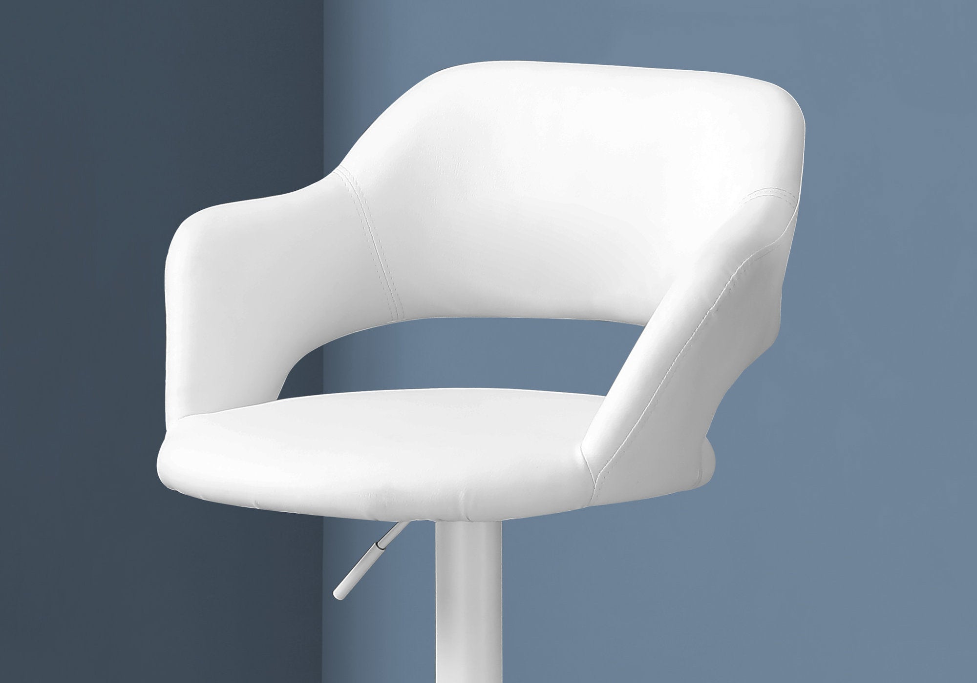 White Metal Hydraulic Lift Bar Stool - Adjustable Height Swivel Bar Chair for Kitchen Island, Home Bar & Dining Counter - Modern Industrial Style Stool for Pub, Restaurant & Office Use