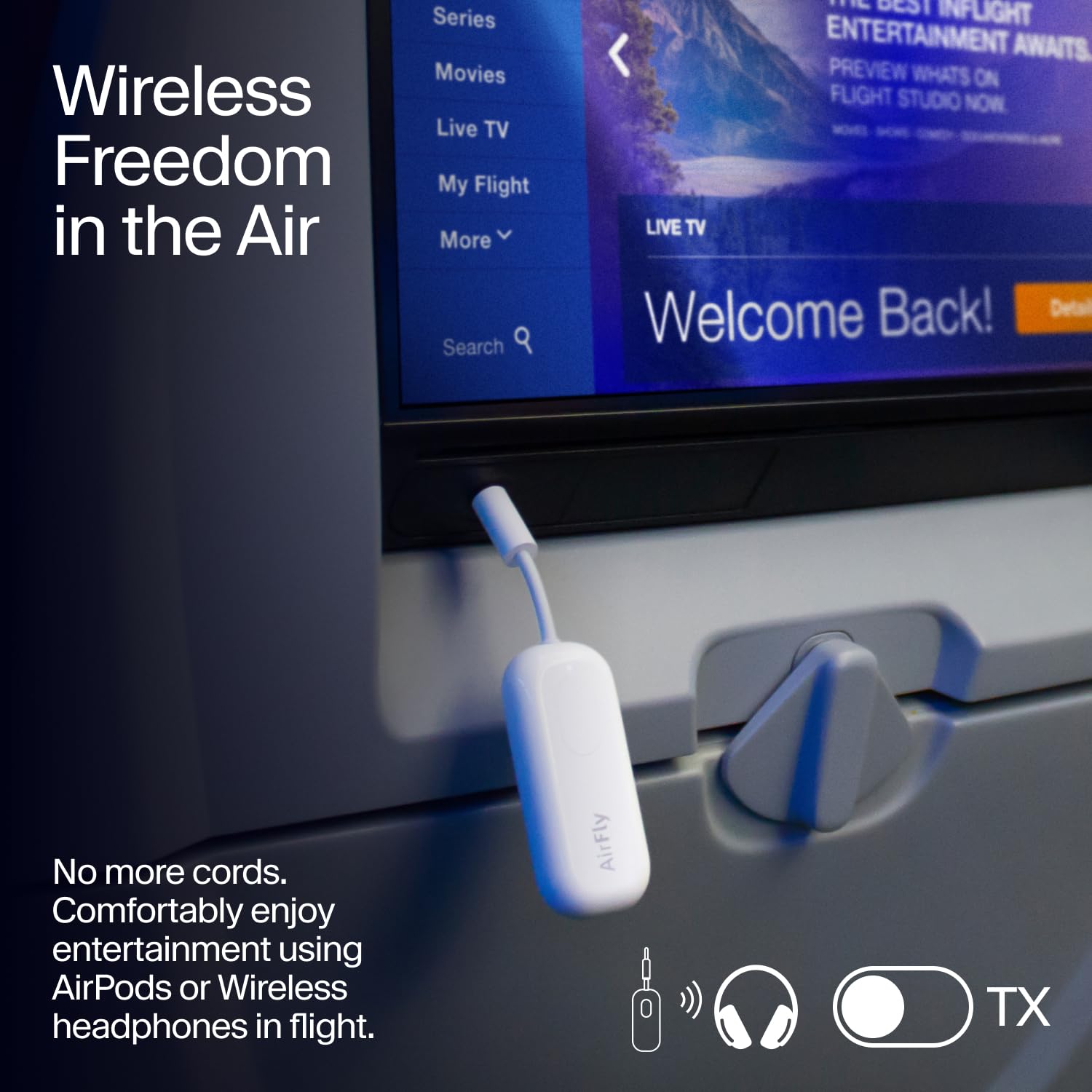 Twelve South AirFly Pro Wireless Audio Transmitter & Receiver - Bluetooth Adapter for AirPods & Wireless Headphones (2 Devices Simultaneously) - Works with Airplanes, Gym, Car, Home & Travel Accessories