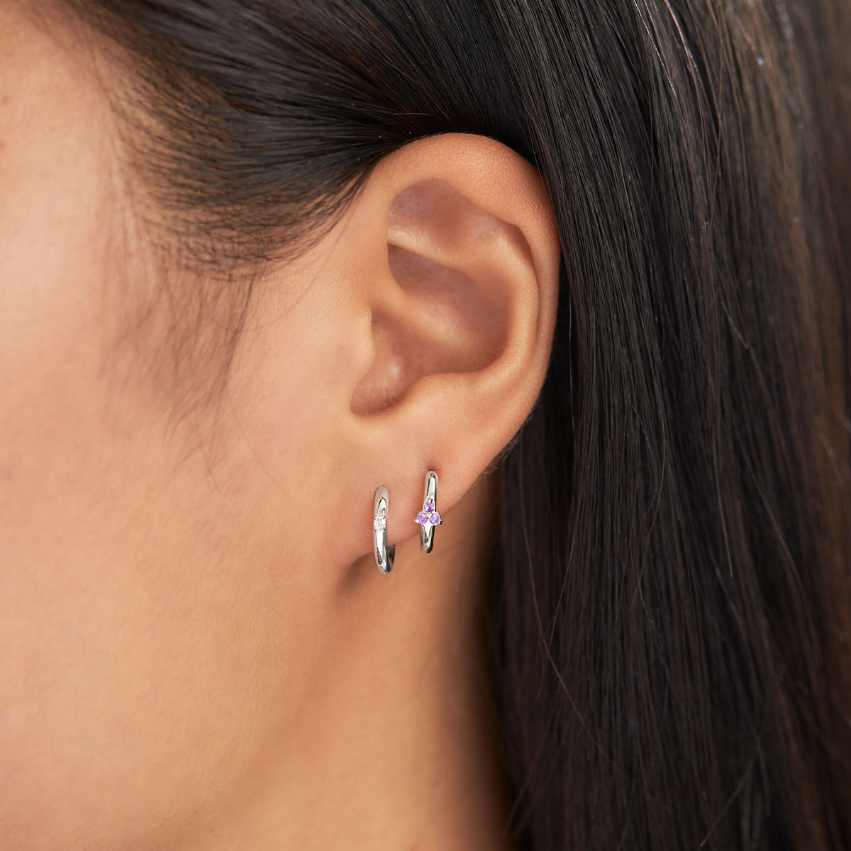 Comet White Topaz Huggie Earrings - Elegant & Dainty Hoop Earrings for Women, Perfect for Everyday Wear & Special Occasions