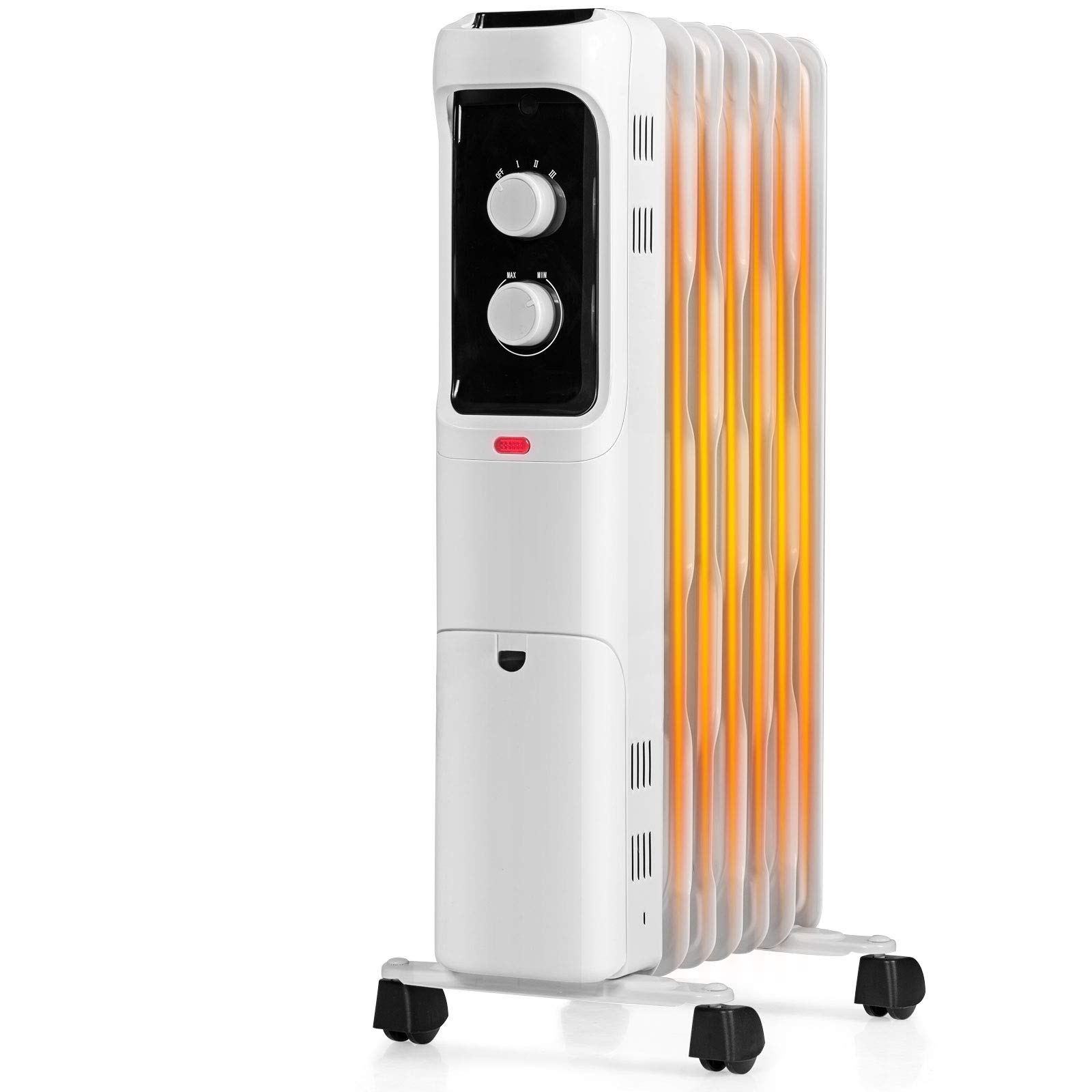 Tangkula 1500W Oil Filled Radiator Heater - 3 Heat Settings, Adjustable Thermostat, Safety Protection - Energy Efficient Portable Electric Space Heater for Home, Office, Bedroom & Indoor Use | Perfect for Winter Heating & Energy Saving