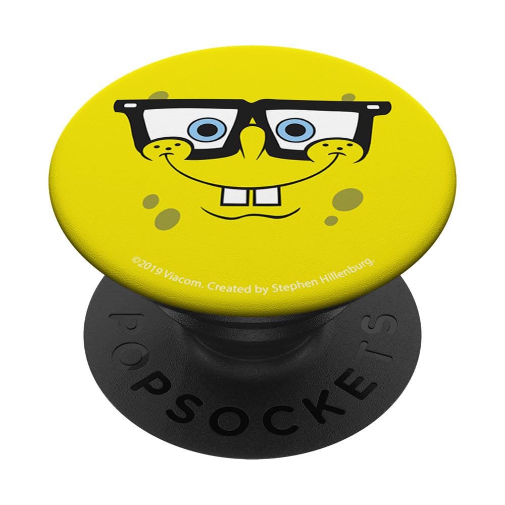 SpongeBob SquarePants Nerd Glasses PopSocket - Standard PopGrip with Swappable Top for Phones & Tablets - Perfect for Fans, Students, and Office Workers