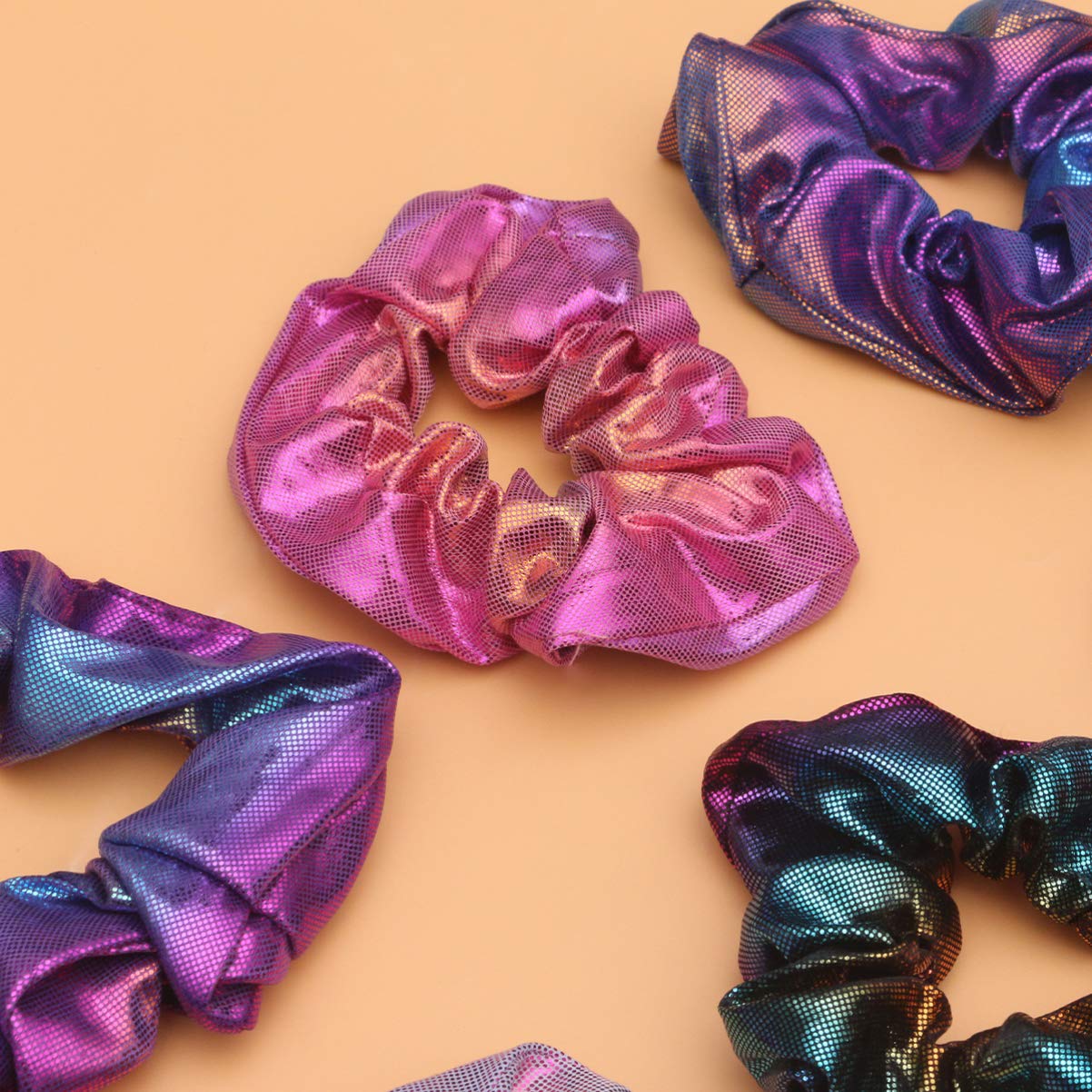 8-Piece Satin Hair Ties Set for Women - Soft Scrunchies, Seamless Elastic Hair Bands, Sparkly Sequins Ponytail Holders & Cow Print Headband - Gentle Hair Accessories for Daily Use, Workouts, and Special Occasions