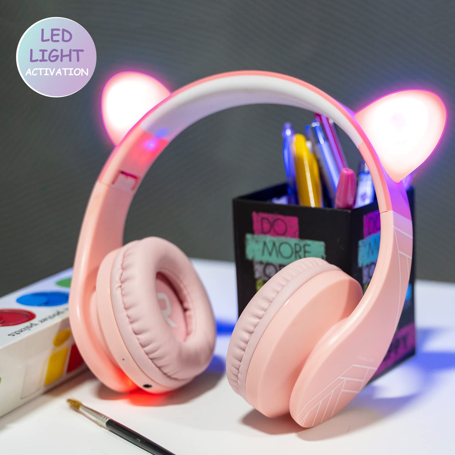 PowerLocus Kids Bluetooth Headphones - Wireless Over-Ear Foldable Headphones with Microphone, 85dB Volume Limit, Micro SD & FM - Perfect for School, Travel, Gaming on Phones, Tablets & PC
