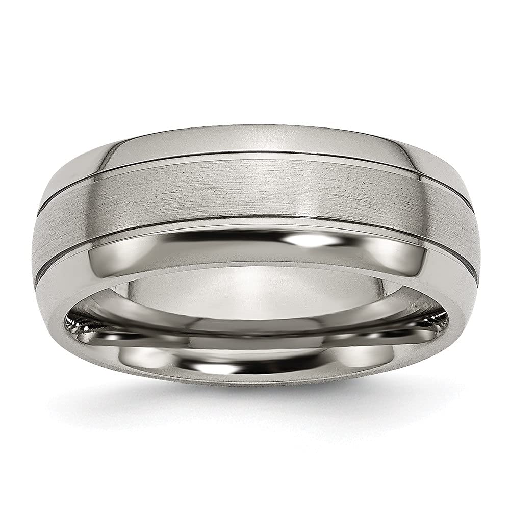 Diamond2Deal Titanium 8mm Grooved Wedding Band Ring for Men – Durable & Comfortable for Everyday Wear, Anniversary, and Special Occasions