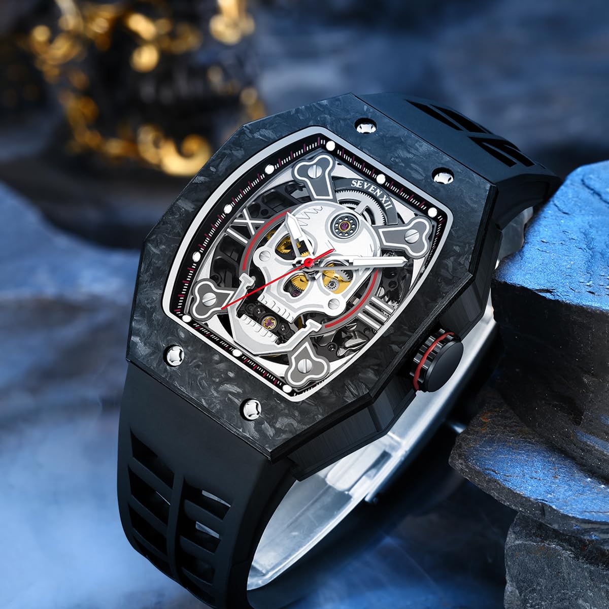 Automatic Men's Skeleton Watch with Skull Dial - 70 Hour Power Reserve, Luminous Hands, Waterproof, Sapphire Crystal - Luxury Sport & Fashion Wristwatch S001 - Perfect for Casual, Business & Outdoor Activities