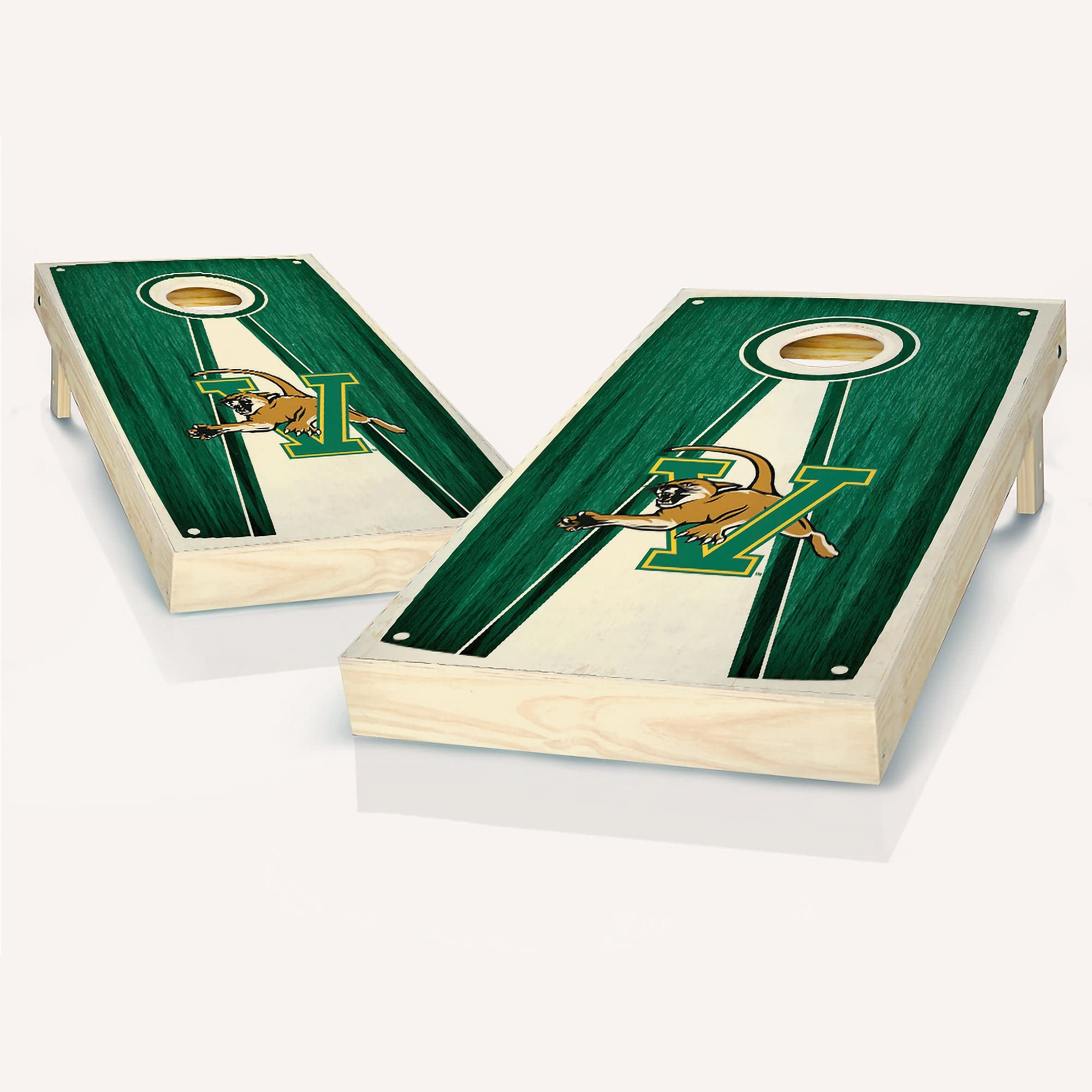 Premium Vermont Stained Pyramid Cornhole Game Set - 2 Wooden Boards & 8 Bean Bags for Outdoor Lawn Games, Backyard Parties, Tailgating and Family Fun