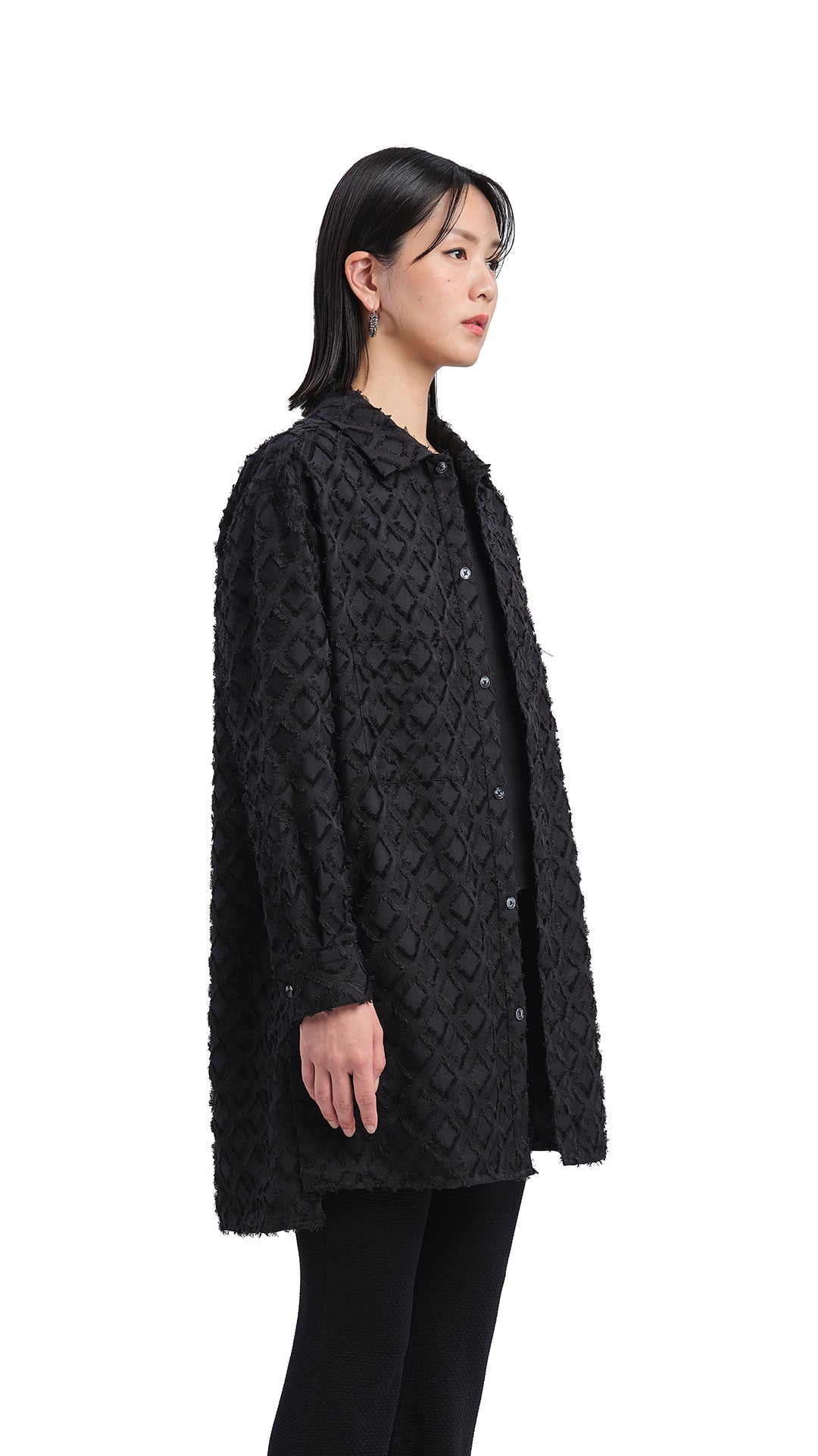 Argyle Jacquard Boyfriend Shirt for Women - Stylish Casual Button Down Top with Diamond Pattern - Perfect for Office, Date Night & Weekend Outings