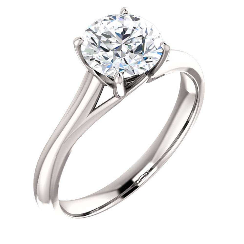 GNG 14K White/Yellow Gold 1.25 CT Simulated Diamond Solitaire Engagement Ring - 4 Prong Promise Bridal Ring for Wedding, Proposal & Anniversary Gifts