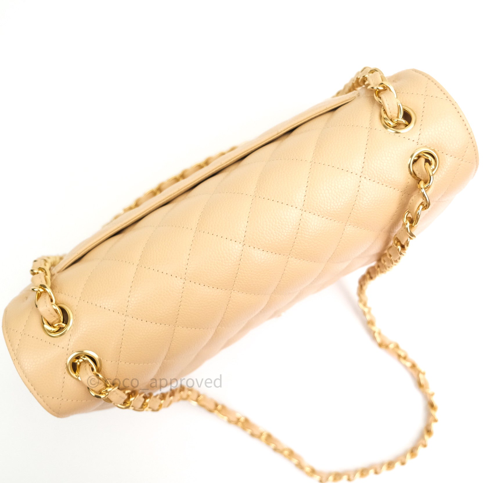 Chanel Classic Jumbo Double Flap Bag Beige Caviar Leather with Gold Hardware - Luxury Designer Handbag for Women, Perfect for Parties & Special Occasions