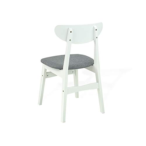 SK New Interiors 4-Piece Modern Dining Set - Round Solid Wood Table & Yumiko Chairs with Padded Seats (White Frame & Light Gray Cushion) - Perfect for Kitchen, Breakfast Nook & Small Space Dining Rooms