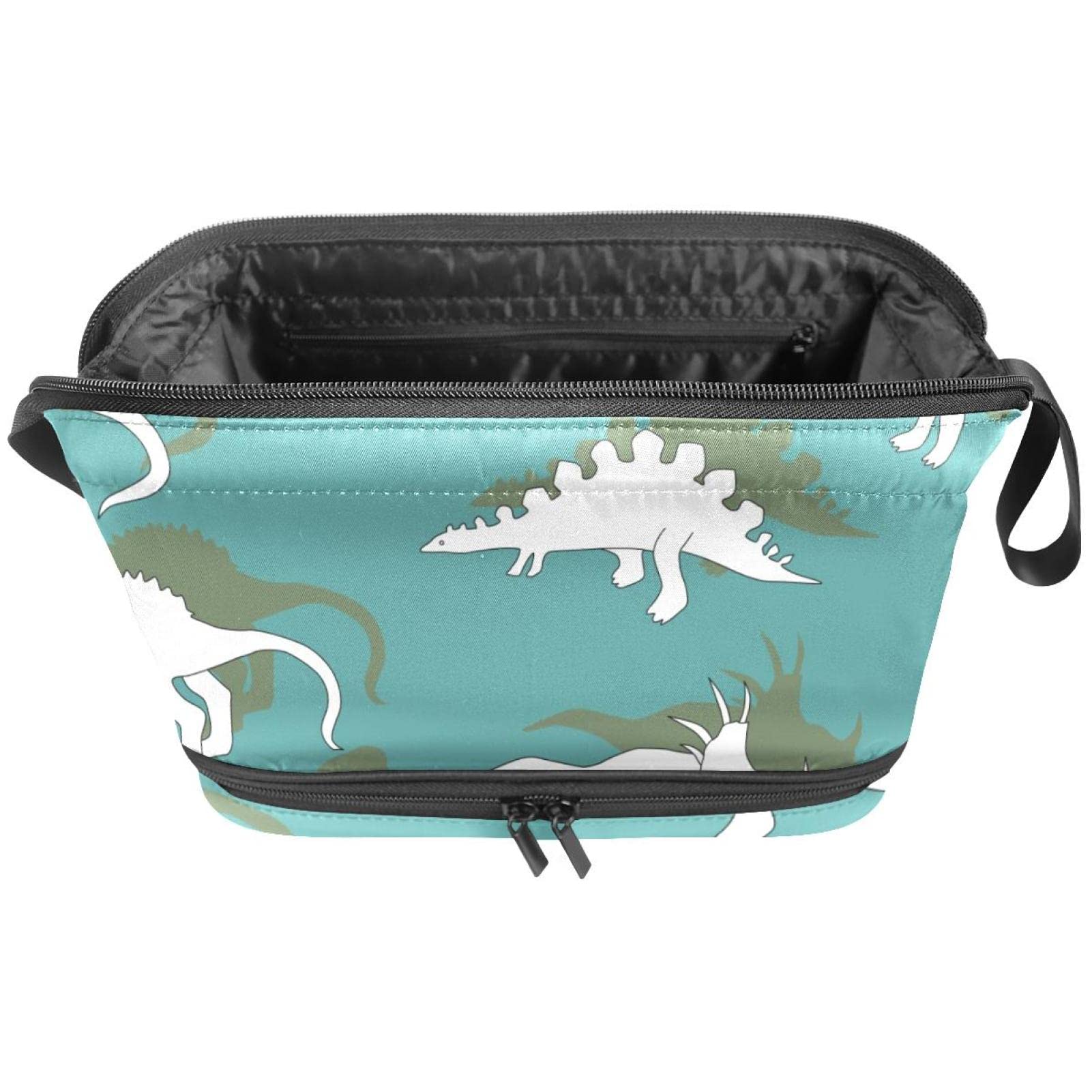 Large Makeup Bag for Travel - White Dinosaur Cosmetic Organizer & Toiletry Bag for Women | Perfect for Travel, Gym, and Daily Essentials Storage