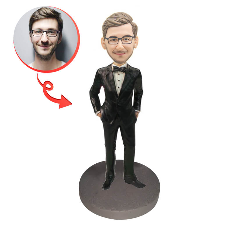 Custom Male Executive in Power Suit Bobblehead - Personalized Office Desk Decor & Corporate Gift for Boss Day, Retirement, or Promotion