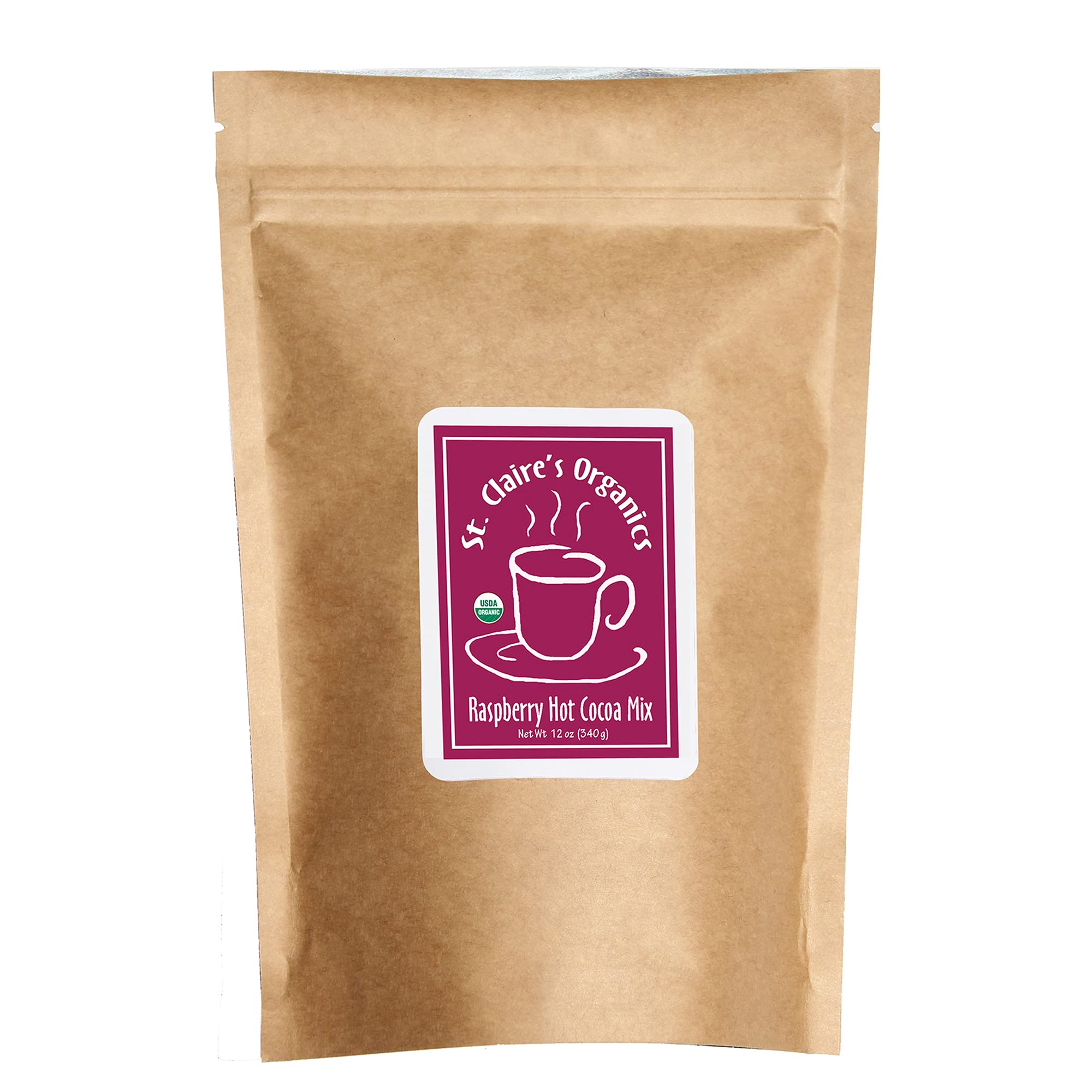 Organic Gourmet Hot Cocoa Mix - Raspberry Flavor (12oz Bag, 20 Servings) | Allergen-Free, Vegan, Non-GMO, Gluten-Free | Made in Allergen-Free Facility | Perfect for Winter Warmth, Holiday Gifts & Cozy Nights