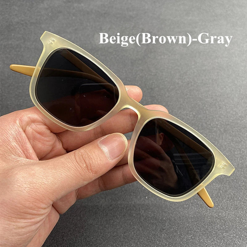 Black Polarized Square Acetate Sunglasses for Men - Full Rim Classic Frame 9020 | UV Protection, Driving, Outdoor Activities & Fashion Accessory