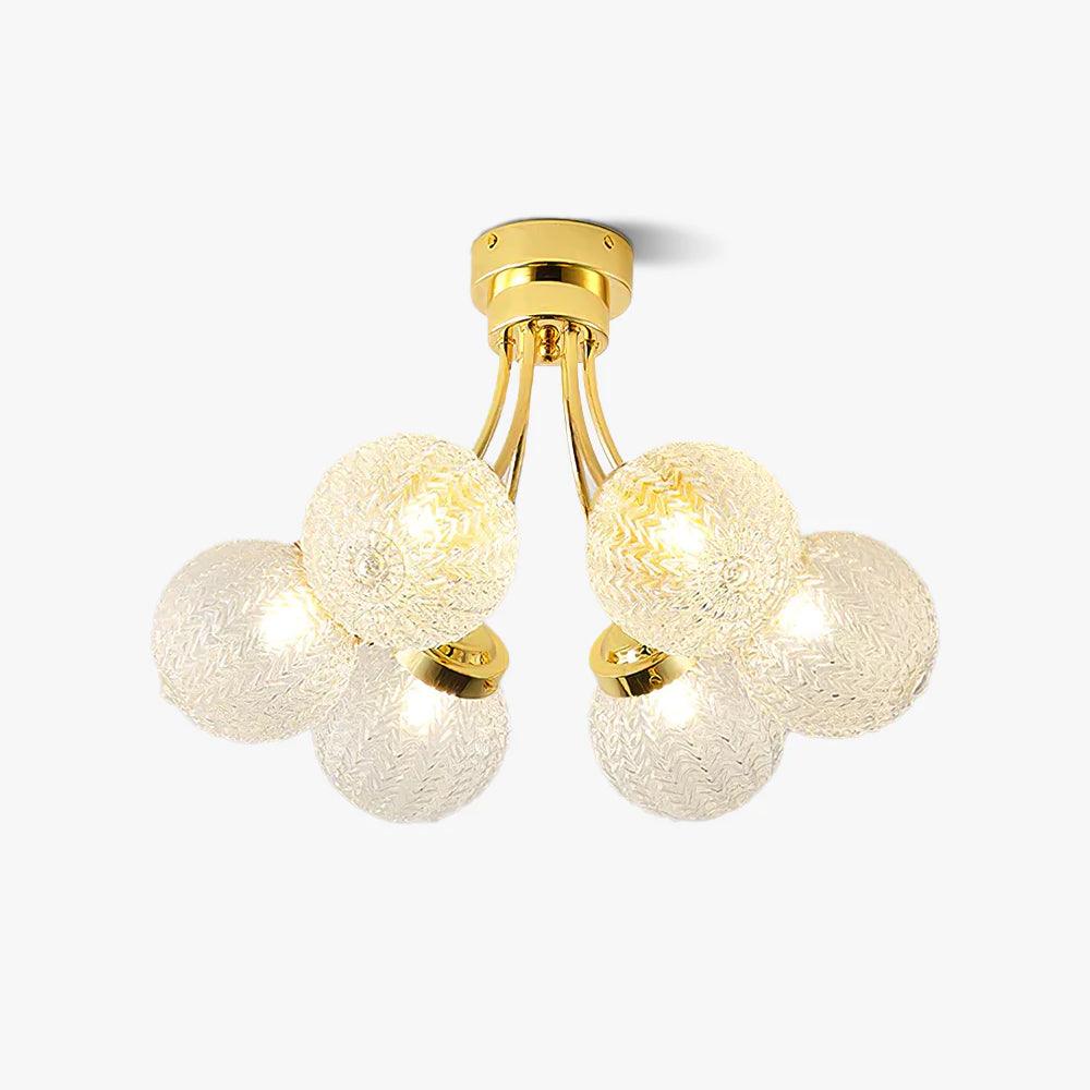 Handmade Carved Glass Ceiling Light Fixture - Elegant Vintage Style Chandelier for Dining Room, Bedroom & Living Room Decor