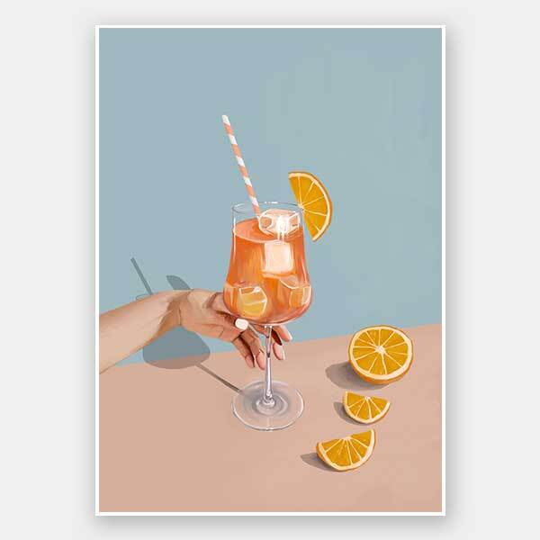Aperol Spritz Unframed Art Print - Vibrant Cocktail Wall Decor for Kitchen, Bar & Dining Room - Perfect for Home & Office