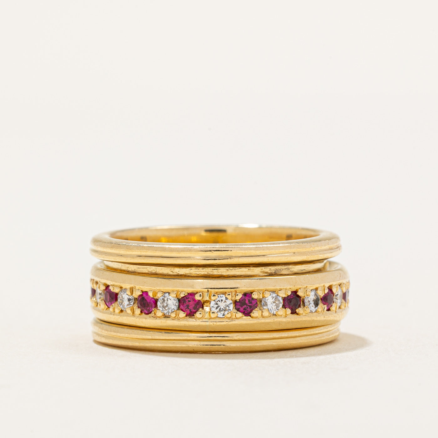 0.43ctw Ruby & Diamond Spinning Eternity Band Ring - 0.39ctw Diamonds | Size 7 | Elegant Wedding, Anniversary & Engagement Jewelry Gift for Women