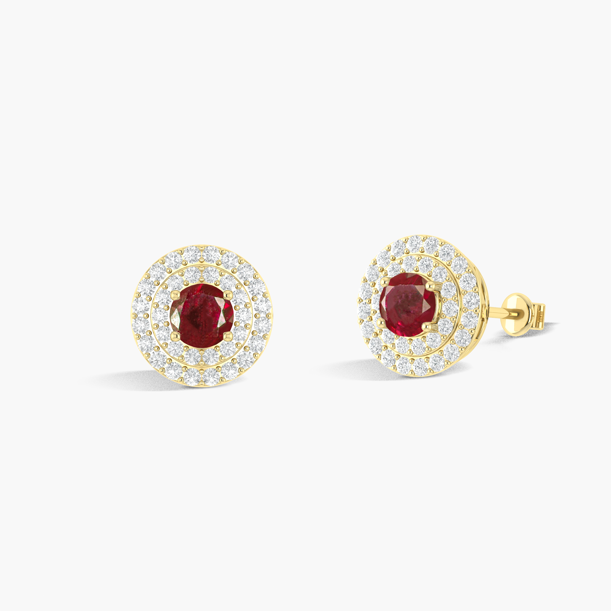 5MM Round Natural Ruby Halo Stud Earrings with Push Back - Elegant Jewelry for Women, Perfect for Weddings, Parties & Special Occasions