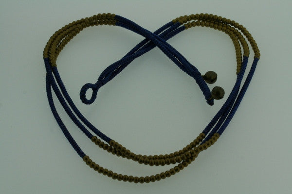 3 Strand Brass Bead Necklace for Women - Blue Boho Beaded Jewelry - Perfect for Layering, Beach Vacations & Festival Outfits