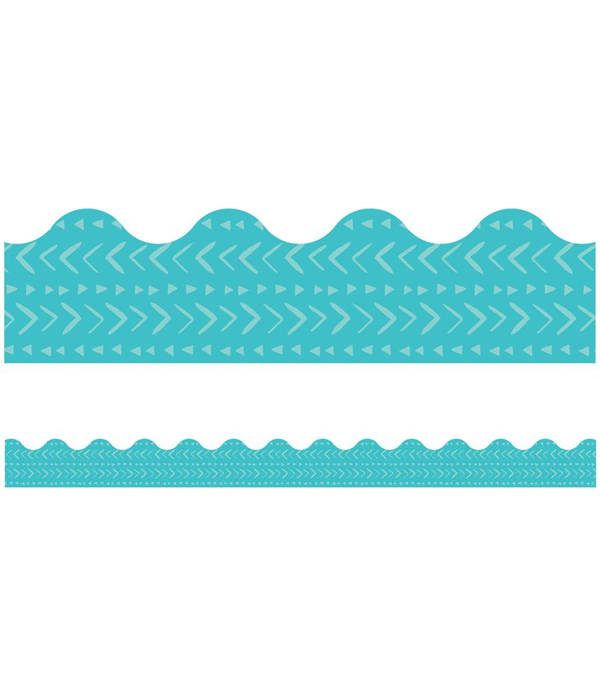 Blue Batik Scalloped Borders - Handmade Cotton Table Runner with Intricate Patterns - Perfect for Boho Home Decor, Wedding Reception, and Dining Table Setting