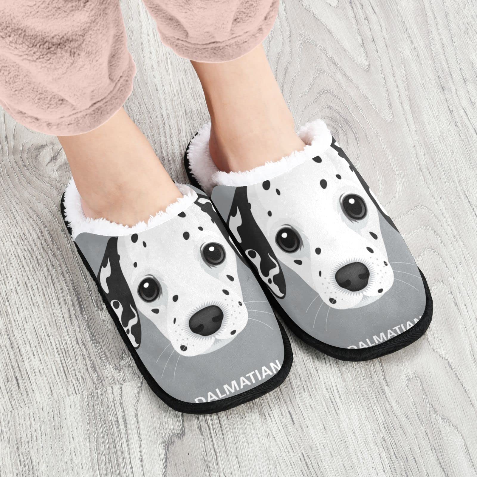 Boccsty Dalmatian Puppy Dog Spa Slippers - Memory Foam House Slippers for Women & Men - Cozy Home Shoes for Indoor Relaxation & Spa Days