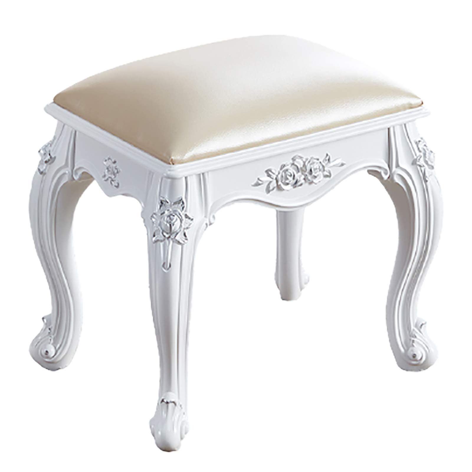 Luxury Vanity Stool with Padded Seat & Sturdy Legs - Soft Cushioned Makeup Chair, Dressing Room Bench with Non-Slip Base - Perfect for Bedroom, Boudoir & Salon Use
