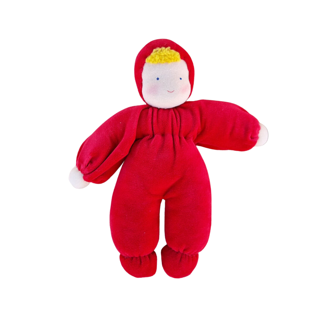 Evi Cuddle Baby - Handmade Soft Plush Doll for Kids (Red) - Perfect for Nursery Decor, Gift Giving & Comforting Babies