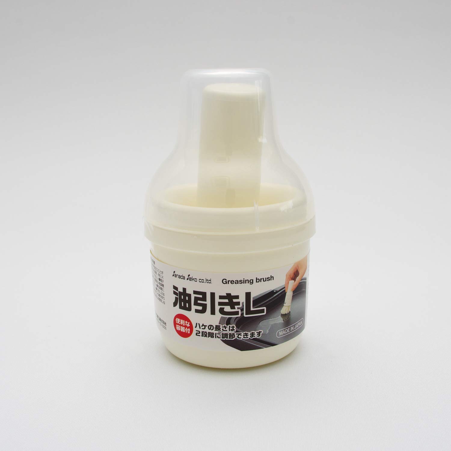Japanese White Oil Brush with Oil Container for Takoyaki, Okonomiyaki, Teppanyaki & BBQ - Perfect for Electric Griddle Cooking & Asian Cuisine Preparation